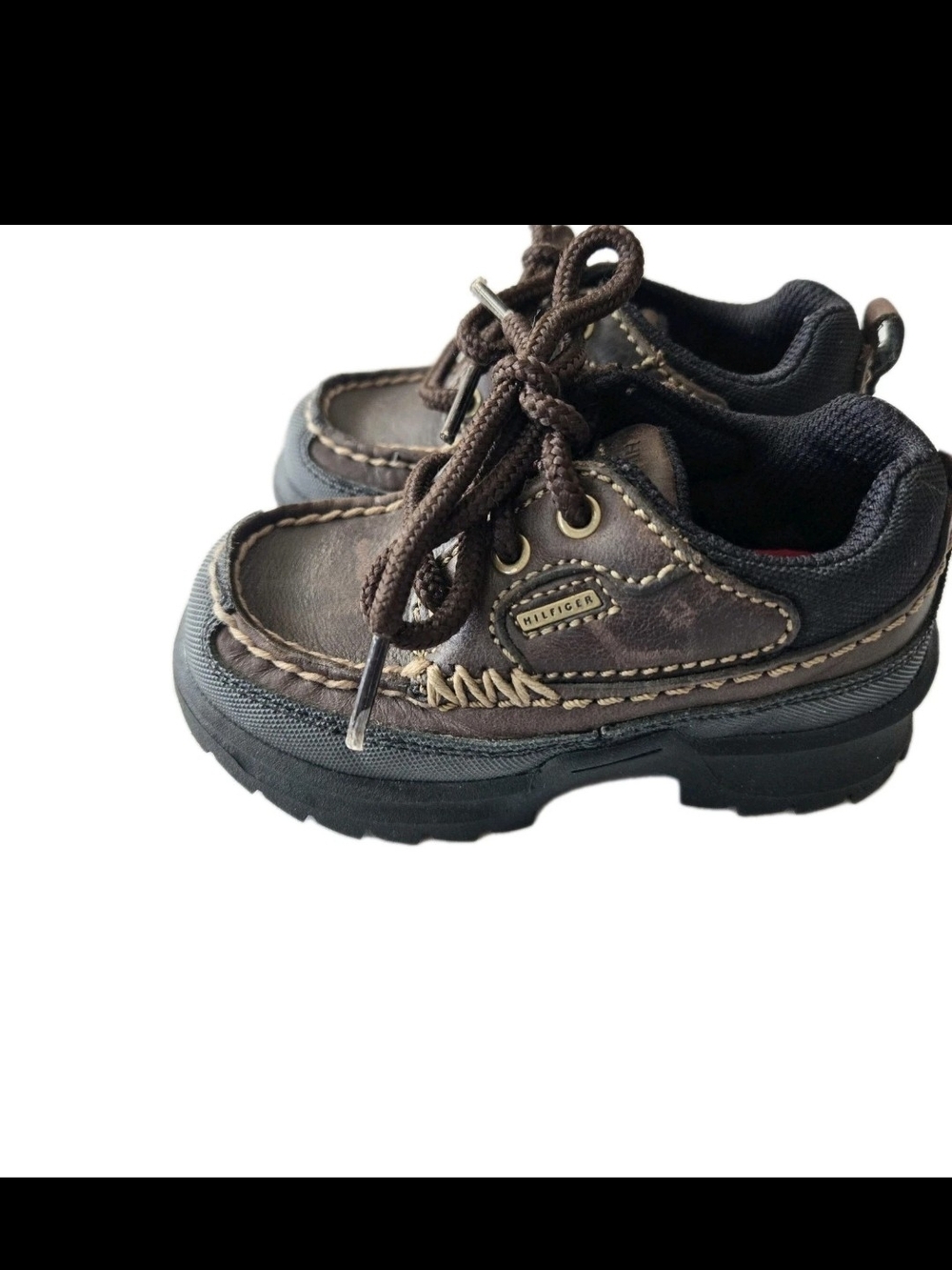 Tommy Hilfiger Ellington Brown Leather Toddler Boys Dress Shoes sz 7.5